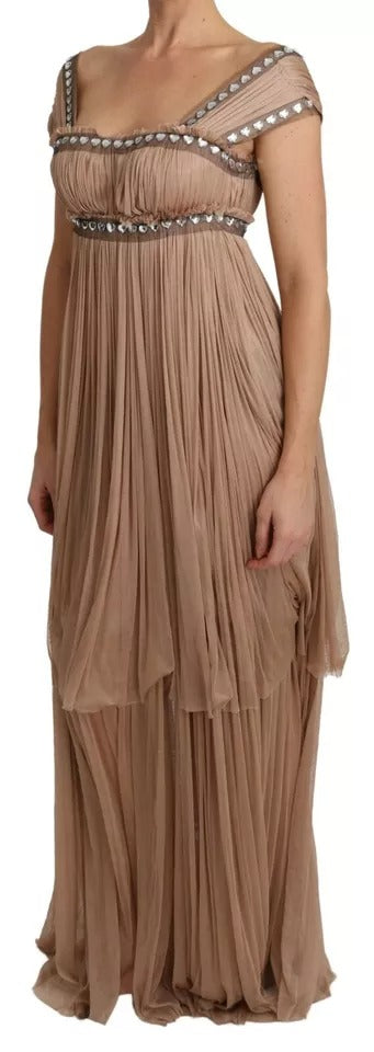Dolce &amp; Gabbana Brown Silke Ærmeløs Shift Maxikjole