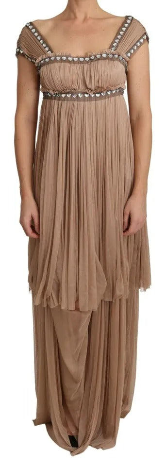 Dolce &amp; Gabbana Brown Silke Ærmeløs Shift Maxikjole
