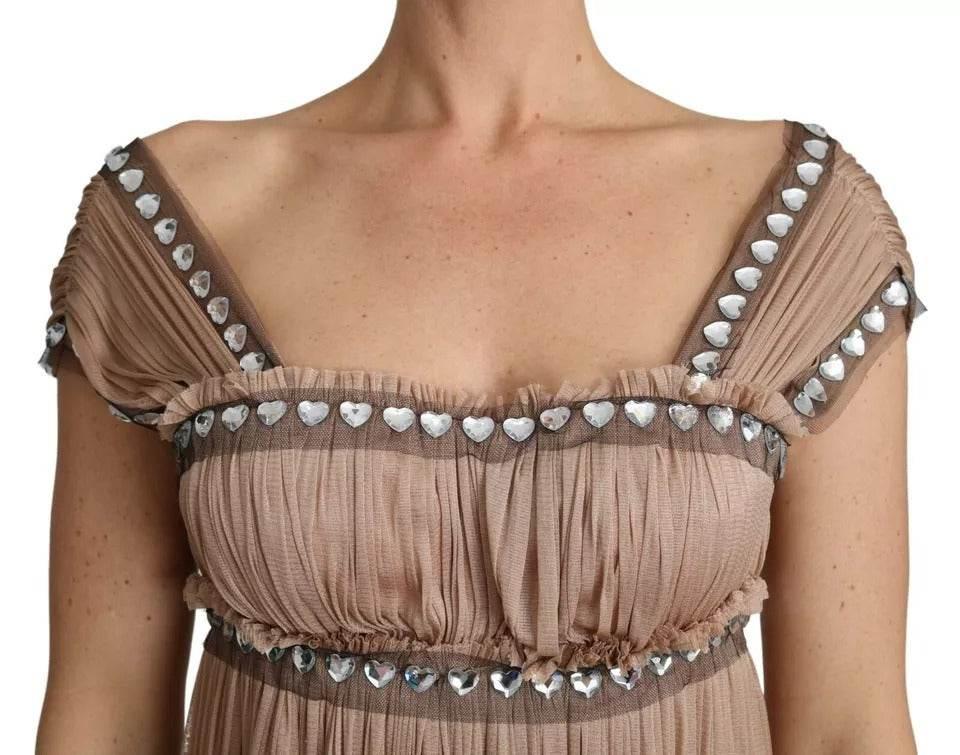 Dolce & Gabbana Brown Silk Sleeveless Shift Maxi Dress - Hilstor