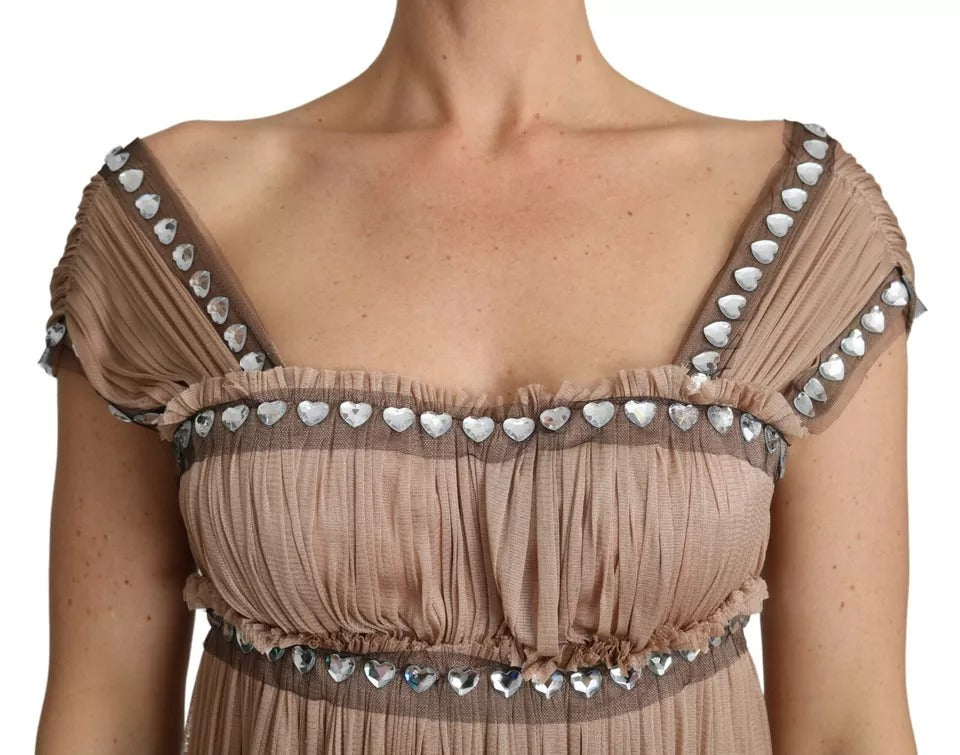 Dolce &amp; Gabbana Brown Silke Ærmeløs Shift Maxikjole