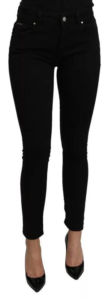 Dolce & Gabbana Black Mid Waist Slim Denim Cotton Stretch Jeans - Hilstor