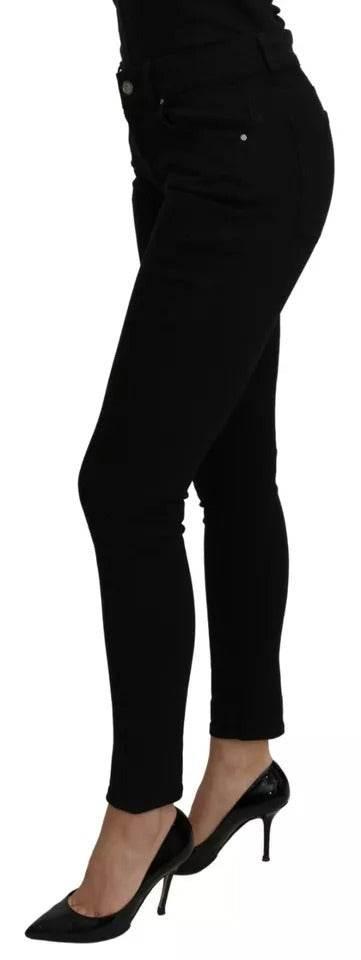 Dolce & Gabbana Black Mid Waist Slim Denim Cotton Stretch Jeans - Hilstor