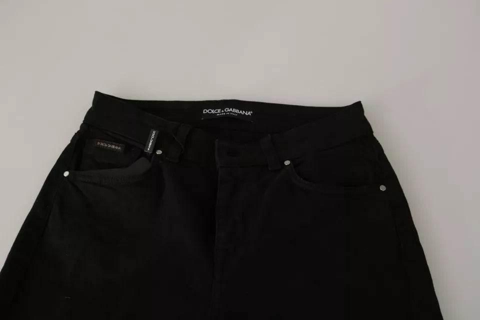 Dolce & Gabbana Black Mid Waist Slim Denim Cotton Stretch Jeans - Hilstor