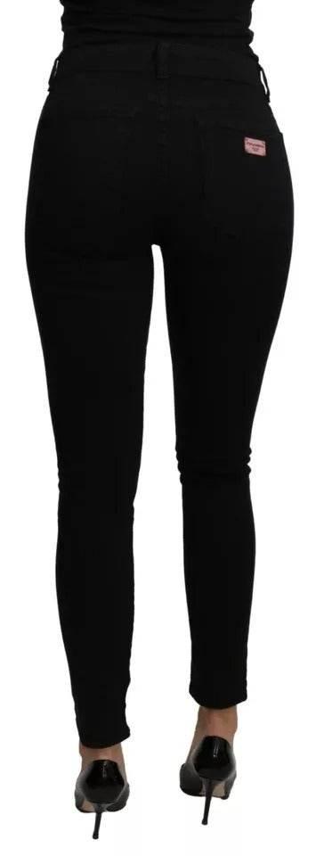 Dolce & Gabbana Black Mid Waist Slim Denim Cotton Stretch Jeans - Hilstor