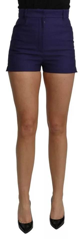 Dolce & Gabbana Blue High Waist Mini Hot Pants Cotton Shorts - Hilstor