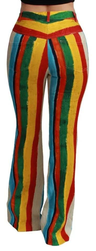 Dolce & Gabbana Multicolor Flared Riga Pittorica Pants - Hilstor