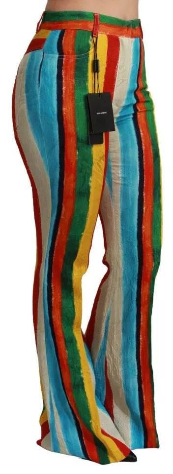 Dolce & Gabbana Multicolor Flared Riga Pittorica Pants - Hilstor
