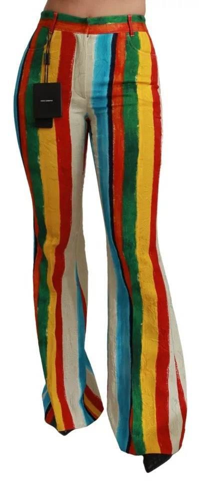 Dolce & Gabbana Multicolor Flared Riga Pittorica Pants - Hilstor
