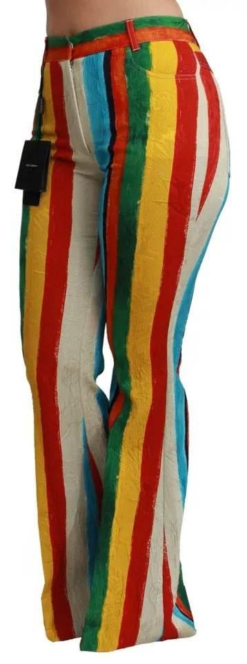 Dolce & Gabbana Multicolor Flared Riga Pittorica Pants - Hilstor