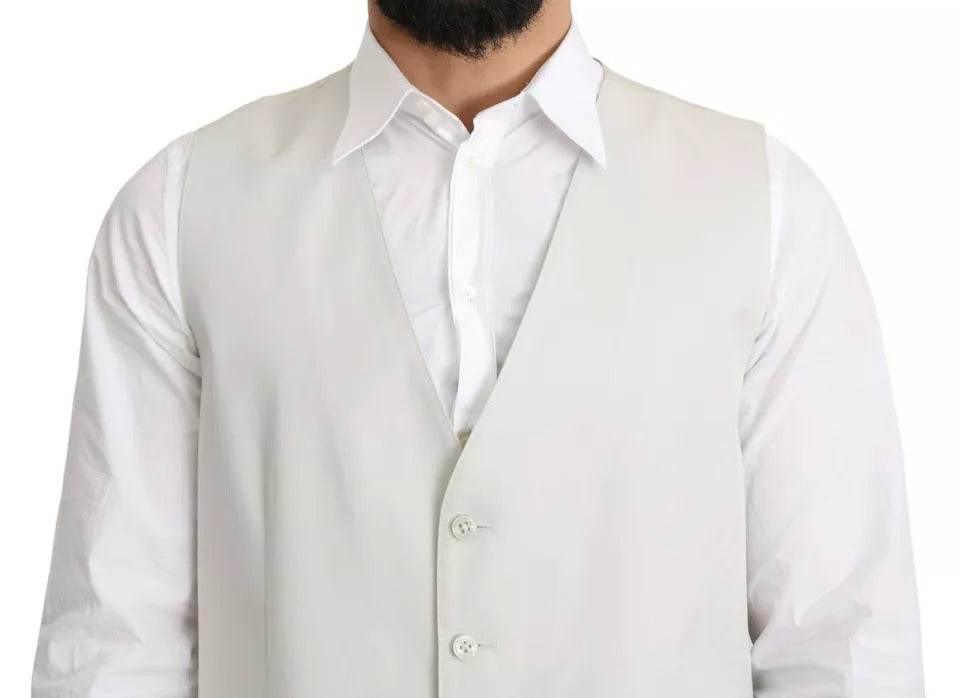 Dolce & Gabbana Off-White Cotton Silk Formal Coat Vest - Hilstor