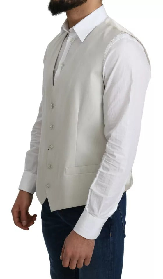 Dolce &amp; Gabbana off-white bomuldssilke formel frakkevest