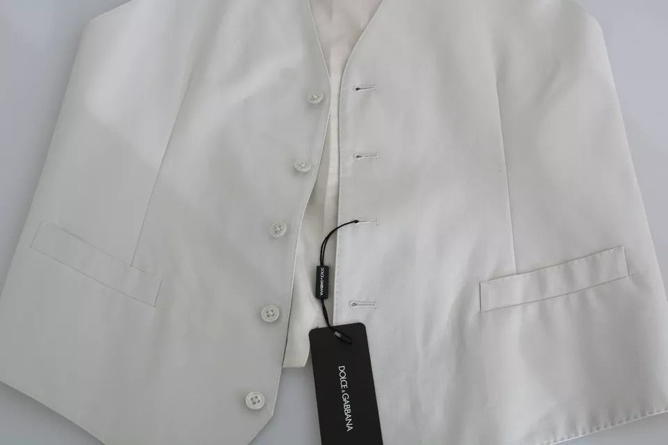 Dolce &amp; Gabbana off-white bomuldssilke formel frakkevest