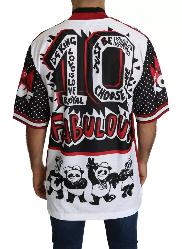 Dolce &amp; Gabbana White King Panda Polyester T-shirt Top
