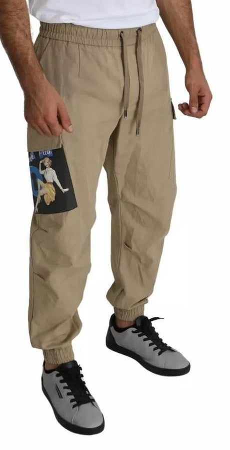 Dolce & Gabbana Beige Pin Up Print Cargo Pants - Hilstor