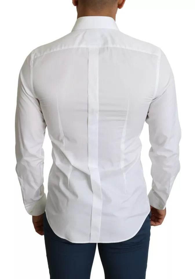 Dolce & Gabbana White Formal Tuxedo Dress GOLD Shirt - Hilstor