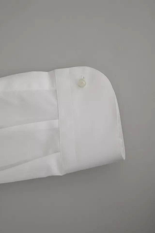 Dolce & Gabbana White Formal Tuxedo Dress GOLD Shirt - Hilstor