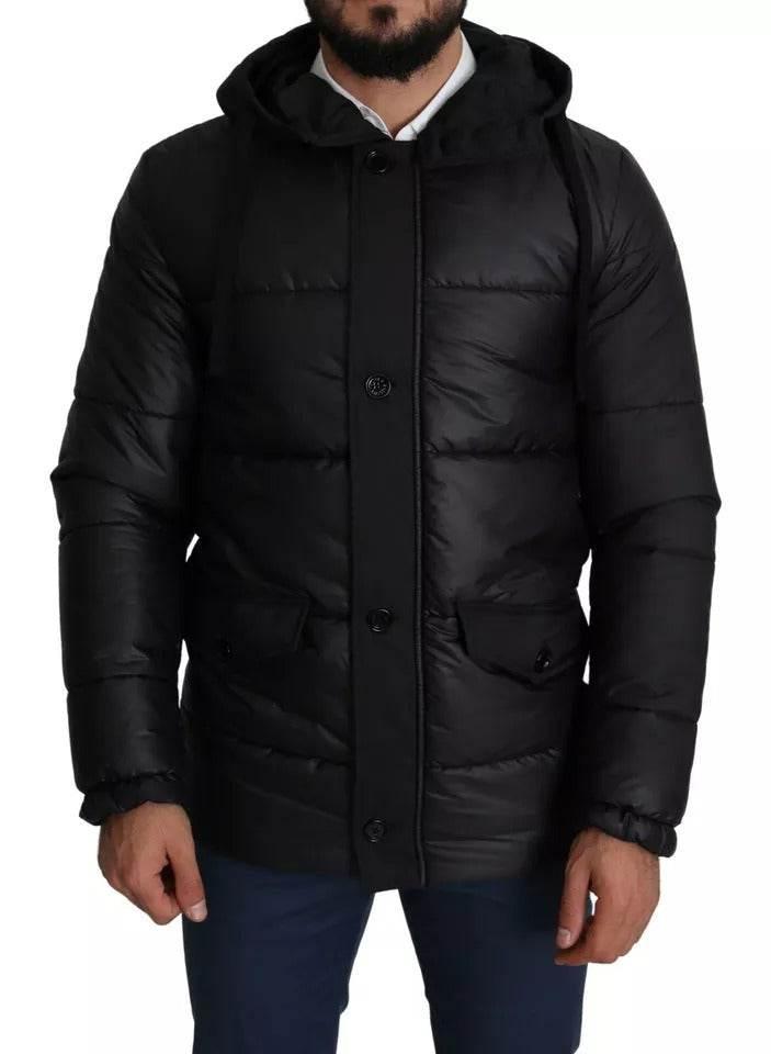 Dolce & Gabbana Black Hooded Polyester Men Coat Puffer Jacket - Hilstor