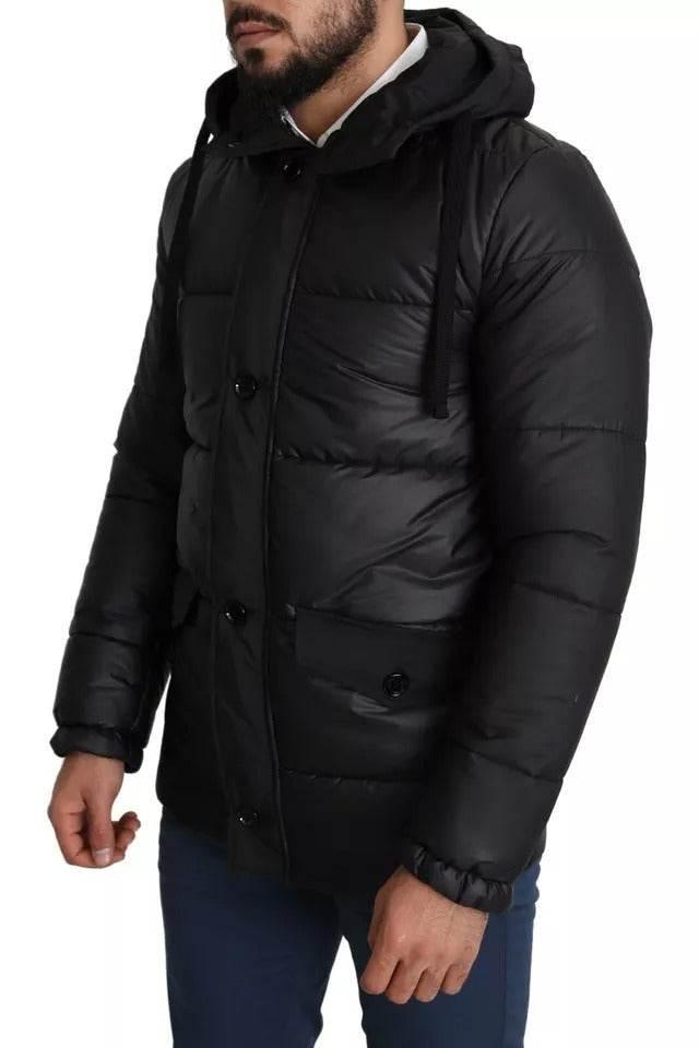 Dolce & Gabbana Black Hooded Polyester Men Coat Puffer Jacket - Hilstor