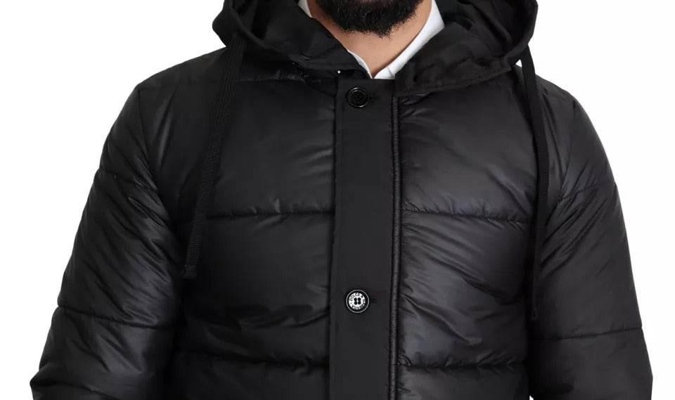 Dolce & Gabbana Black Hooded Polyester Men Coat Puffer Jacket - Hilstor