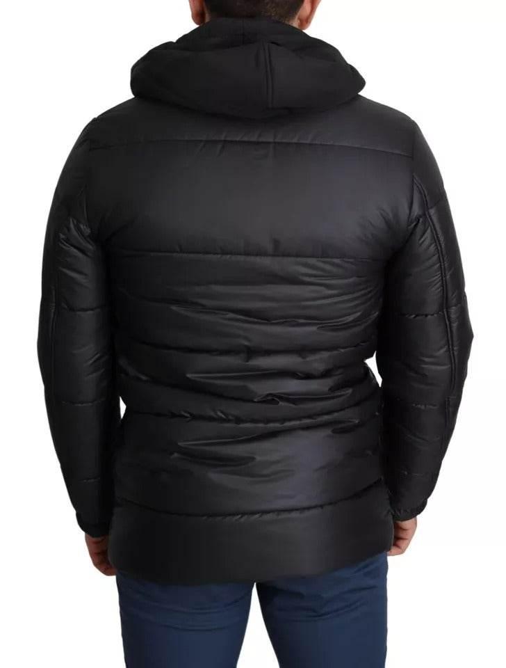 Dolce & Gabbana Black Hooded Polyester Men Coat Puffer Jacket - Hilstor