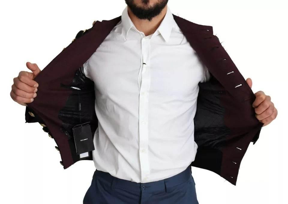 Dolce & Gabbana Black Button Embellished Military Jacket - Hilstor