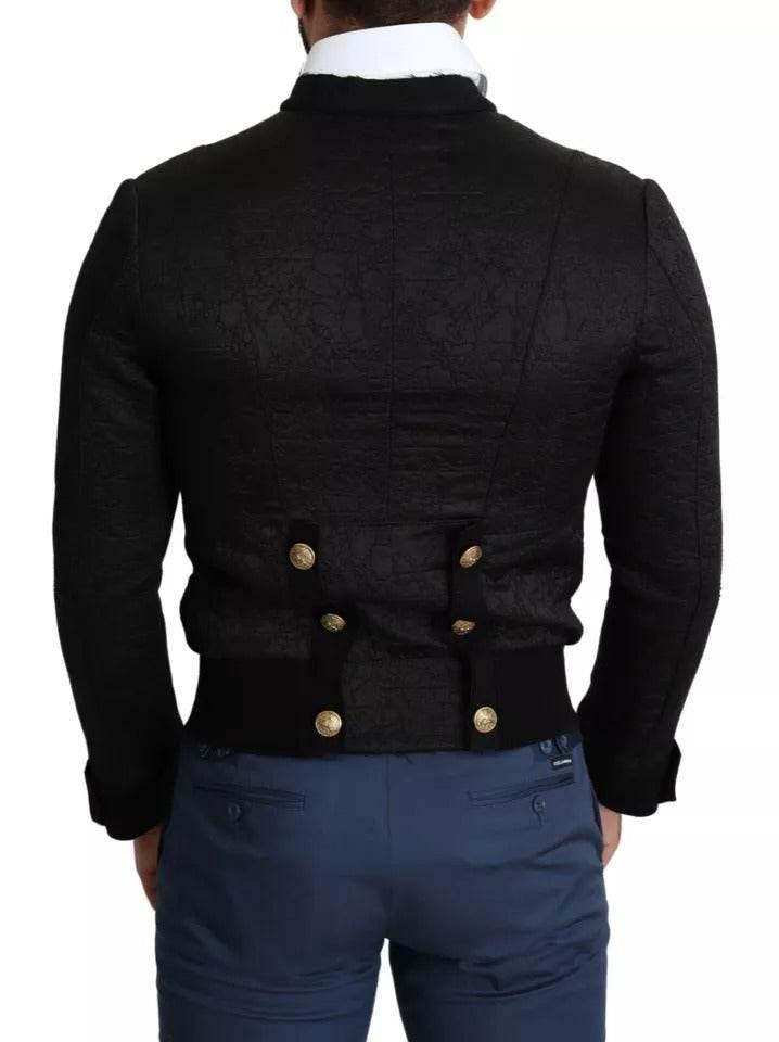 Dolce & Gabbana Black Button Embellished Military Jacket - Hilstor