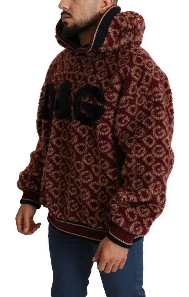 Dolce & Gabbana Red Beige Wool Oversize Hooded Pullover Sweater - Hilstor
