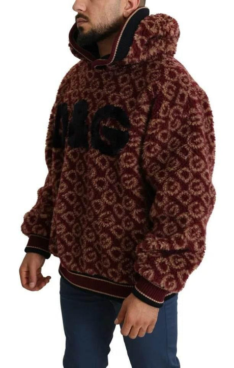 Dolce & Gabbana Red Beige Wool Oversize Hooded Pullover Sweater - Hilstor