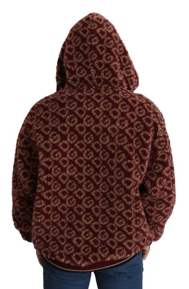 Dolce & Gabbana Red Beige Wool Oversize Hooded Pullover Sweater - Hilstor