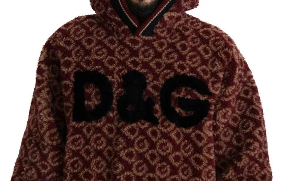 Dolce & Gabbana Red Beige Wool Oversize Hooded Pullover Sweater - Hilstor