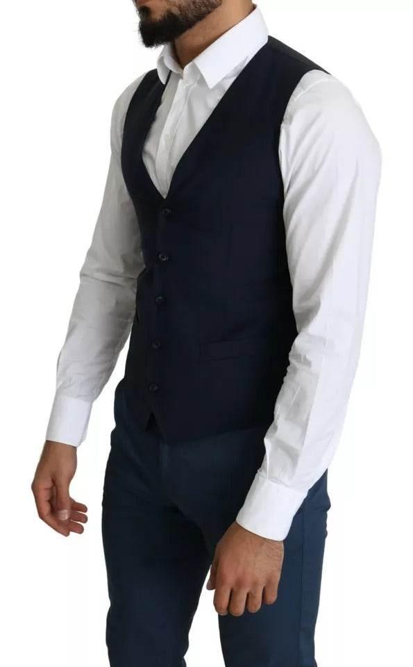 Dolce & Gabbana Navy Blue Men Formal Dress Waistcoat Vest - Hilstor