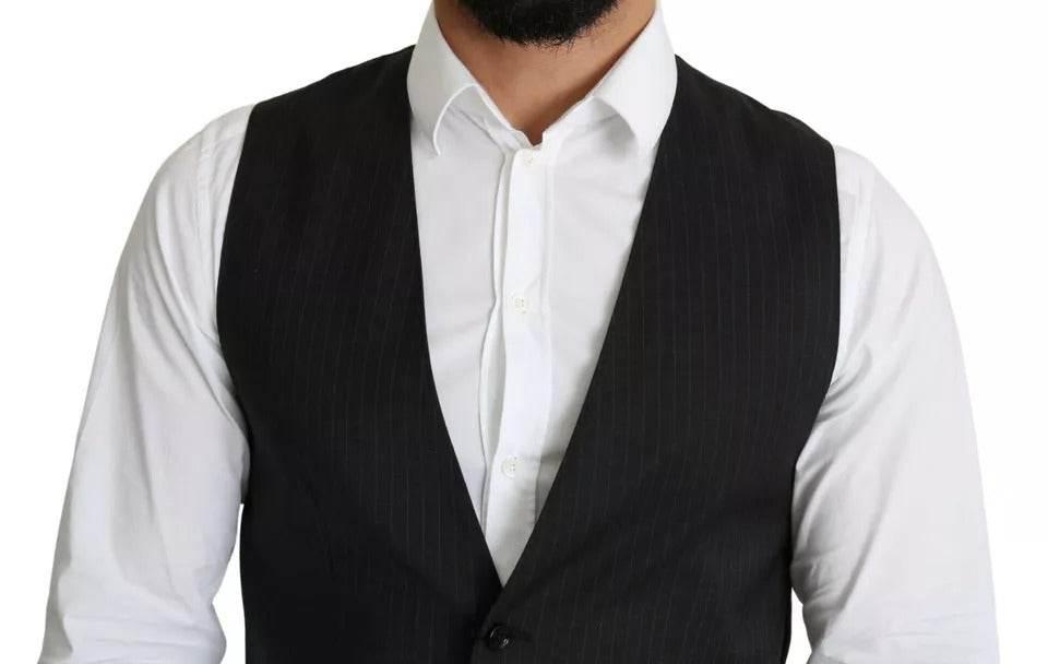 Dolce & Gabbana Black Men Formal STAFF Dress Waistcoat Vest - Hilstor