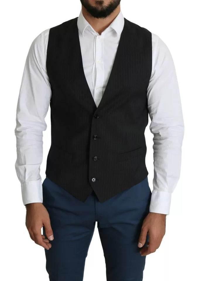Dolce & Gabbana Black Men Formal STAFF Dress Waistcoat Vest - Hilstor