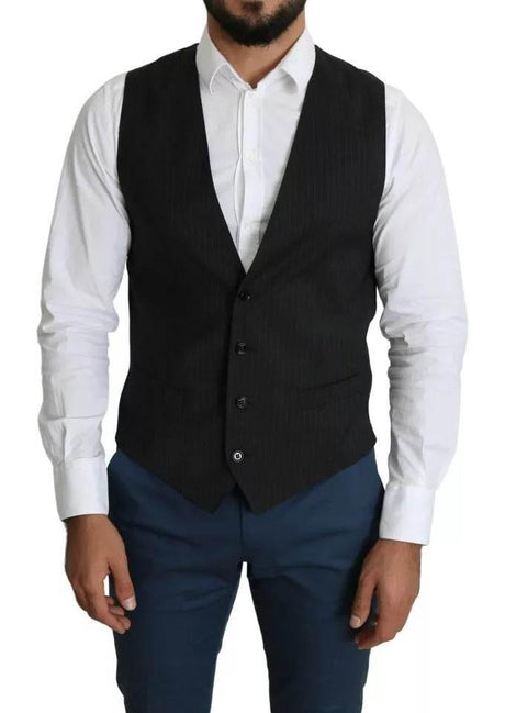 Dolce & Gabbana Black Men Formal STAFF Dress Waistcoat Vest - Hilstor