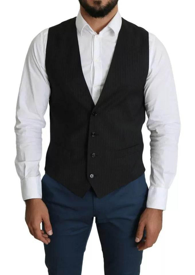 Dolce & Gabbana Black Men Formal STAFF Dress Waistcoat Vest - Hilstor