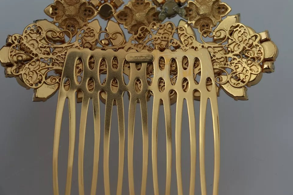 Dolce &amp; Gabbana guld messing klar krystal hårpind tilbehørskam