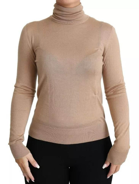 Dolce & Gabbana Beige Cashmere Silk Turtleneck Pullover Sweater - Hilstor