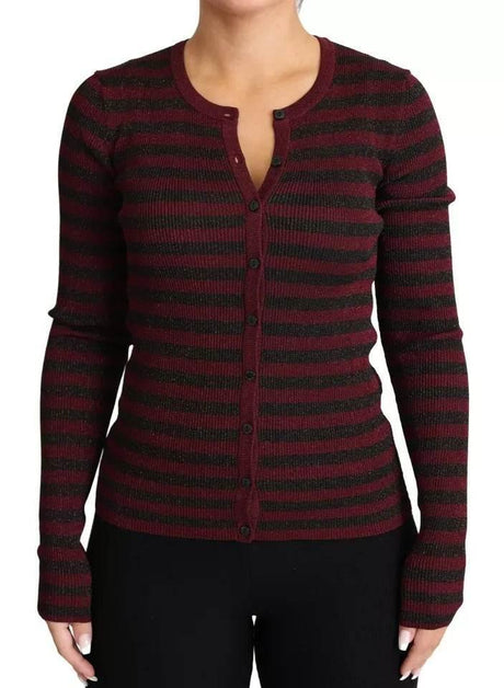 Dolce & Gabbana Black Red Striped Womens Cardigan Sweater - Hilstor