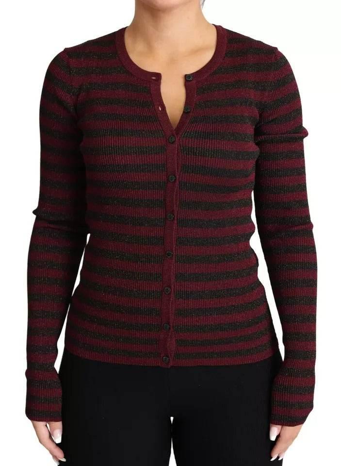 Dolce & Gabbana Black Red Striped Womens Cardigan Sweater - Hilstor