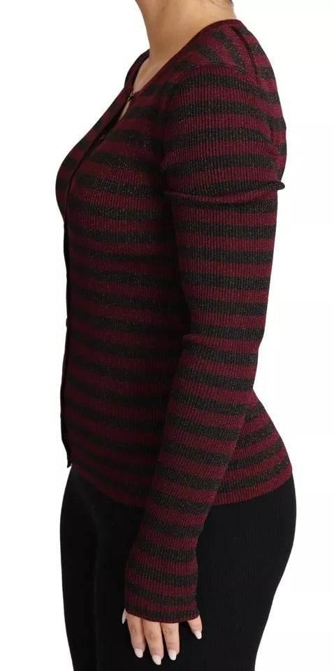 Dolce & Gabbana Black Red Striped Womens Cardigan Sweater - Hilstor