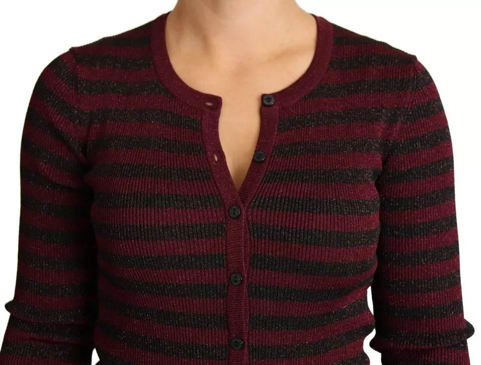 Dolce & Gabbana Black Red Striped Womens Cardigan Sweater - Hilstor