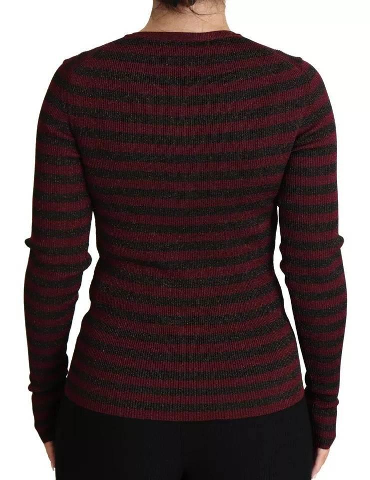 Dolce & Gabbana Black Red Striped Womens Cardigan Sweater - Hilstor