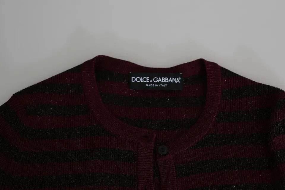 Dolce & Gabbana Black Red Striped Womens Cardigan Sweater - Hilstor