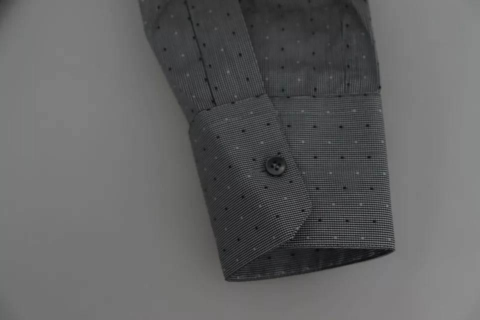 Dolce & Gabbana Gray SICILIA Dotted Semi Fitted Formal Shirt - Hilstor