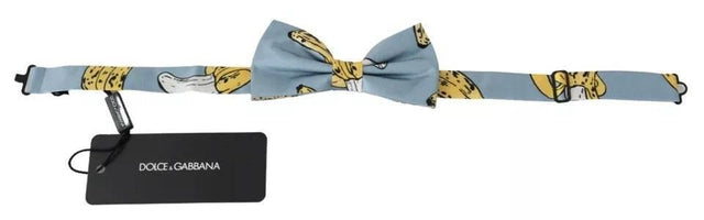 Dolce & Gabbana Light Blue Banana Print Silk Men Neck Bow Tie - Hilstor