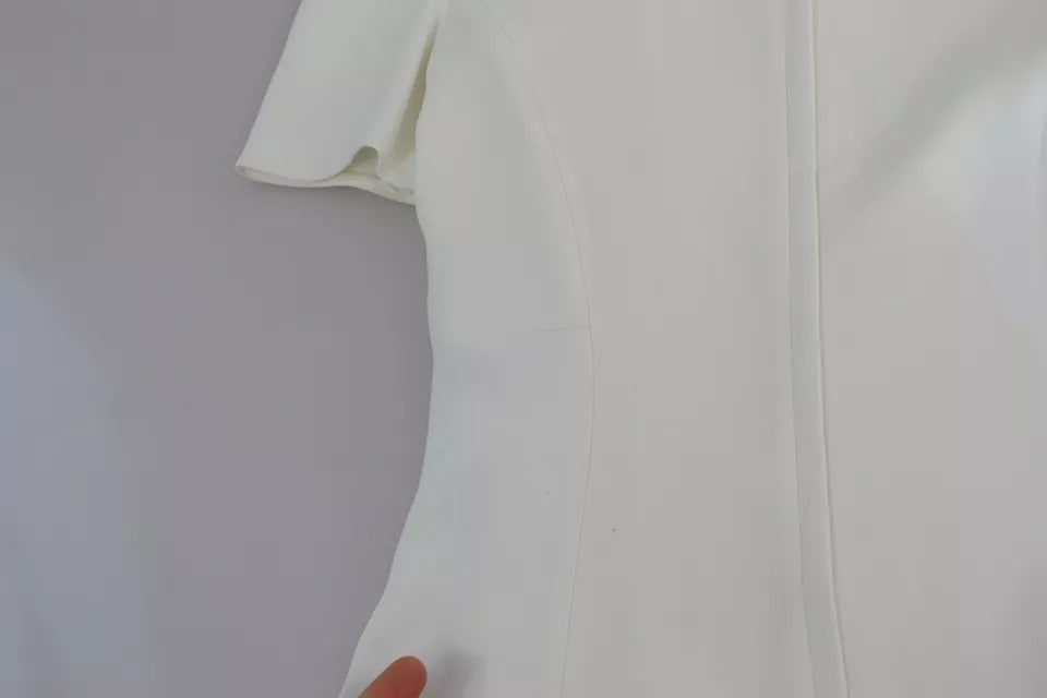 Dolce &amp; Gabbana White Viscose Stretch Kortærmet Bluse Top