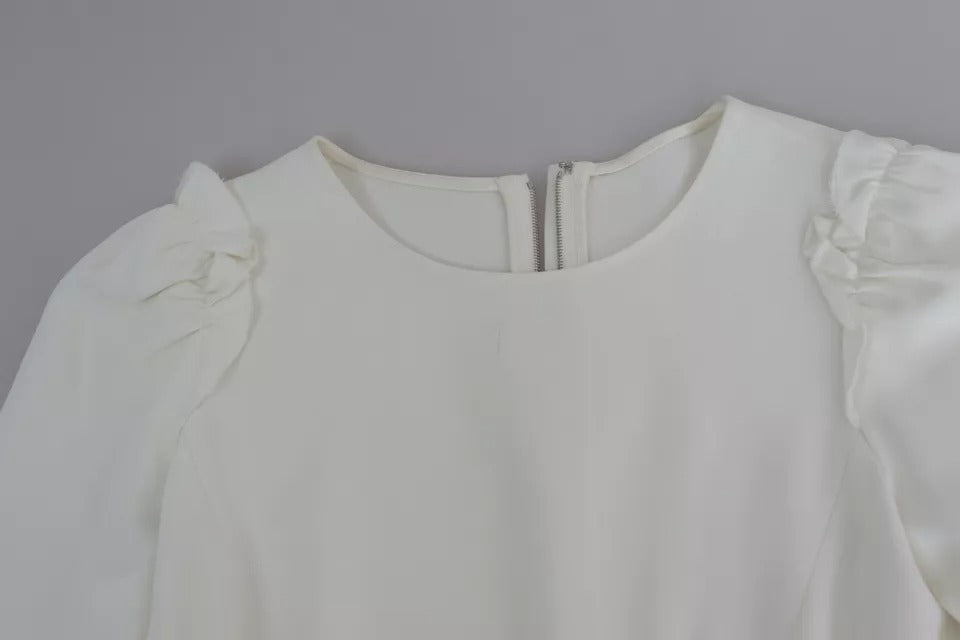 Dolce &amp; Gabbana White Viscose Stretch Kortærmet Bluse Top