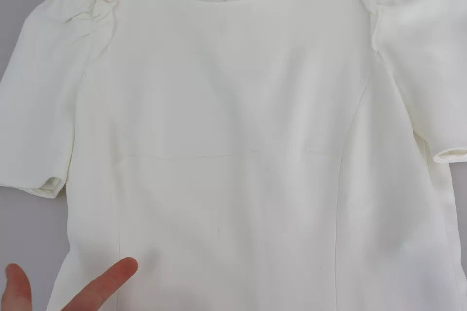 Dolce &amp; Gabbana White Viscose Stretch Kortærmet Bluse Top
