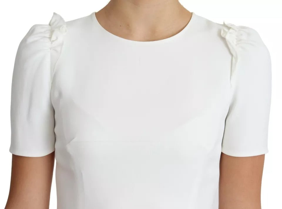 Dolce &amp; Gabbana White Viscose Stretch Kortærmet Bluse Top