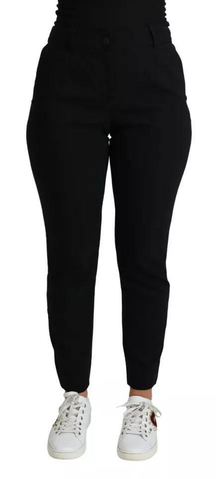 Dolce & Gabbana Black Virgin Wool Stretch Skinny Pants - Hilstor